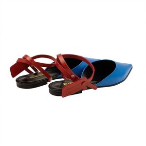 OFF WHITE c/o Virgil Abloh Blue & Red Zip Tie Pointed Flats Size 42
